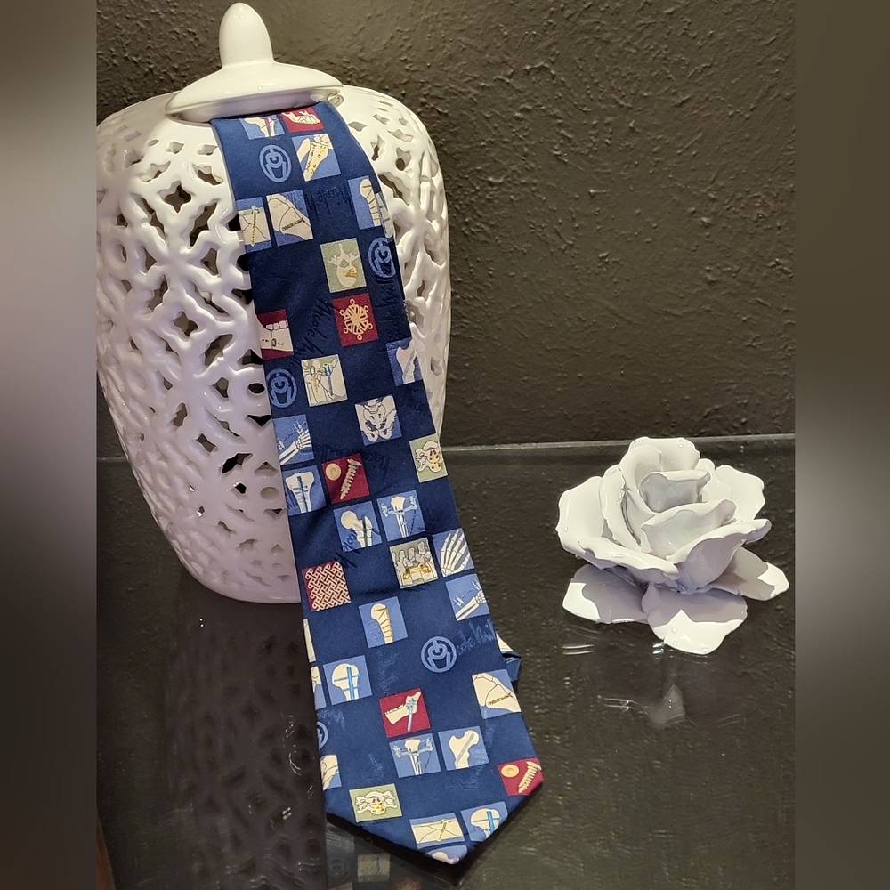 1999 Nicole Miller Hand Sewn Silk Necktie With A "Bone Doc" Theme